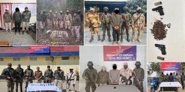 मणिपुर में भारी मात्रा में हथियार-बारूद बरामद, उग्रवादी कैडर और जेल वार्डन गिरफ्तार