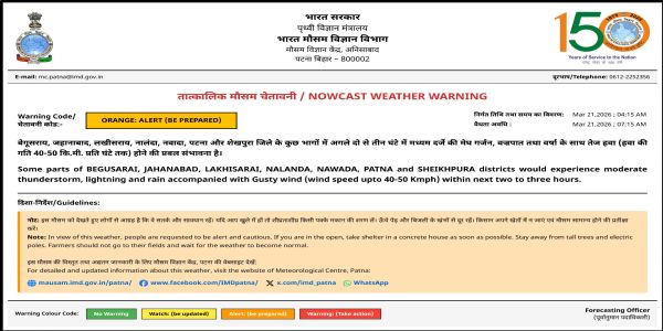 बिहार में वज्रपात से 2 लोगों की मौत, तेज आंधी-पानी से फसलों को भारी नुकसान